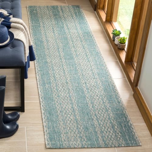 SAFAVIEH Washable Rug Outdoor Courtyard Collection - 2'3" x 6'7" Runner, Light…