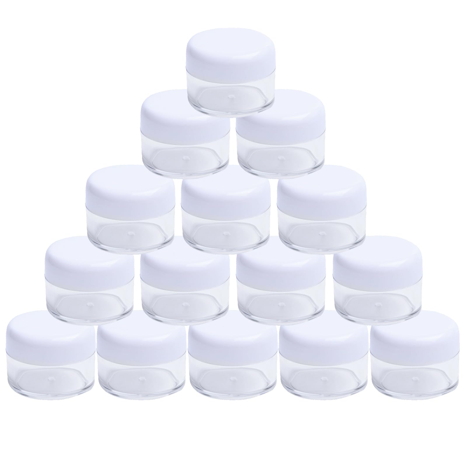 VASANA 24PCS 20 Gram 20ml 0.7oz Refillable Clear Empty Plastic Cosmetic Containers Jars Pots with White Plastic Screw Cap Lid for Make Up Cream Lotion Eye Shadow Nails Powder Gems Beads Jewelry
