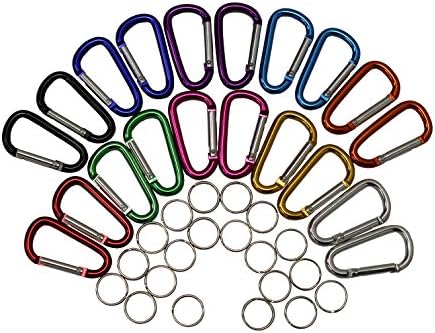 CenBuy 20 PCS Aluminum Carabiner D Shape Buckle Pack, Keychain Clip, Spring Snap Key Chain Clip Hook Buckle (10 Colors)