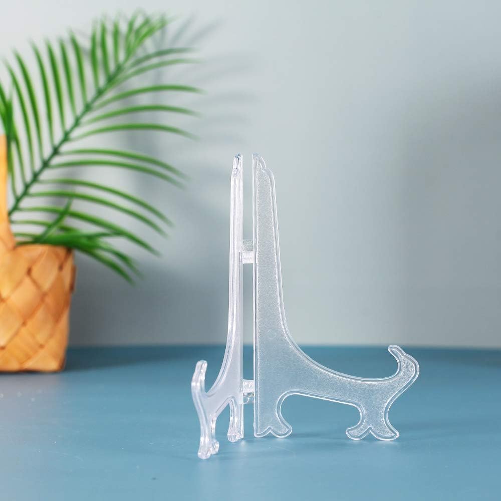 Tincogo 8" Clear Plastic Easels or Stand / Plate Holders to Display Pictures or Other Items at Weddings, Home Decoration - Image 5