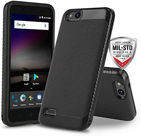 Phone Case for [ZTE ZFIVE G LTE (Z557BL) / ZTE ZFIVE C LTE (Z558VL)], [Weave Series][Black] Shockproof Cover [Impact Resistant][Defender] (Tracfone, Simple Mobile, Straight Talk, Total Wireless)
