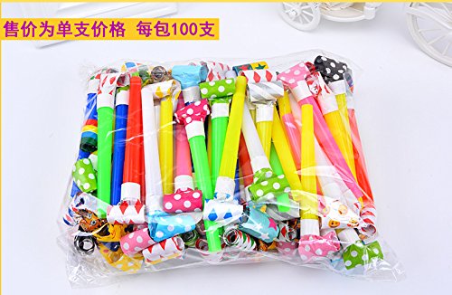 LONG7INES 50 Pcs 4.3Inch Funny Party Blowouts Blowers-Noisemakers Whistles for New Year Party Birthday, Random Colors Multicolored Funny Party Supplies