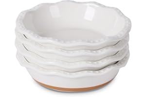 GDCZ Ceramic Mini Pie Pan Set of 4, Pie Dish Pie Plate for Baking, Individual Stackable Pie Tins, Multifunctional Pot Pie Pans for Quiches, Tarts, Pot Pies,Sauces and More,5.5-Inch 8OZ