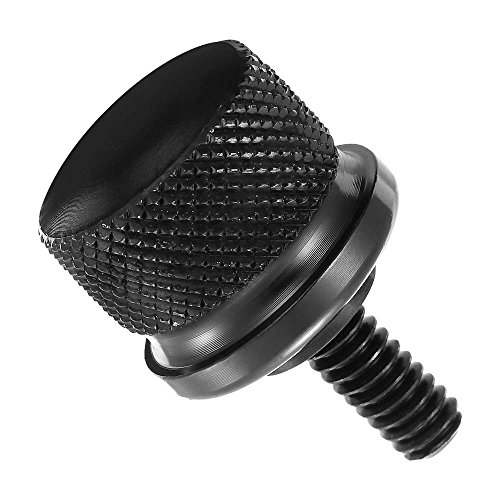 ClipsOne 2 PCS Black Billet Aluminum Knurled Rear Seat Bolt Screw for Harley Davidson Motorcycles 1996-2016 - Thumbnail 3