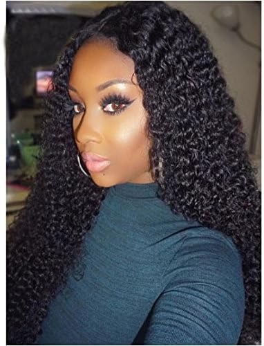 360 Lace Wigs 250% Density Kinky Curly Glueless Full Lace Human Hair Wigs for Black Women with Baby Hair Natural Black Color 360 Lace Frontal Wigs (14 inch)