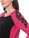 Allegra K Women's Floral Embroidery Color Block Raglan Sleeve T Shirt Pink XL US 18