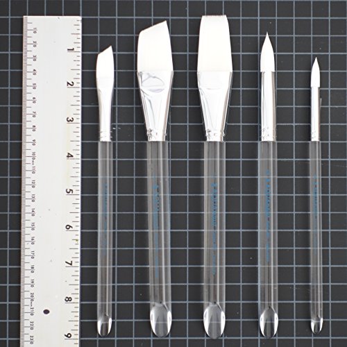 AQUAnaut - Series 997 Deluxe 5-Piece Paint Brush Set Best for Watercolors, Acrylic and Oils, Short Bevel Handles