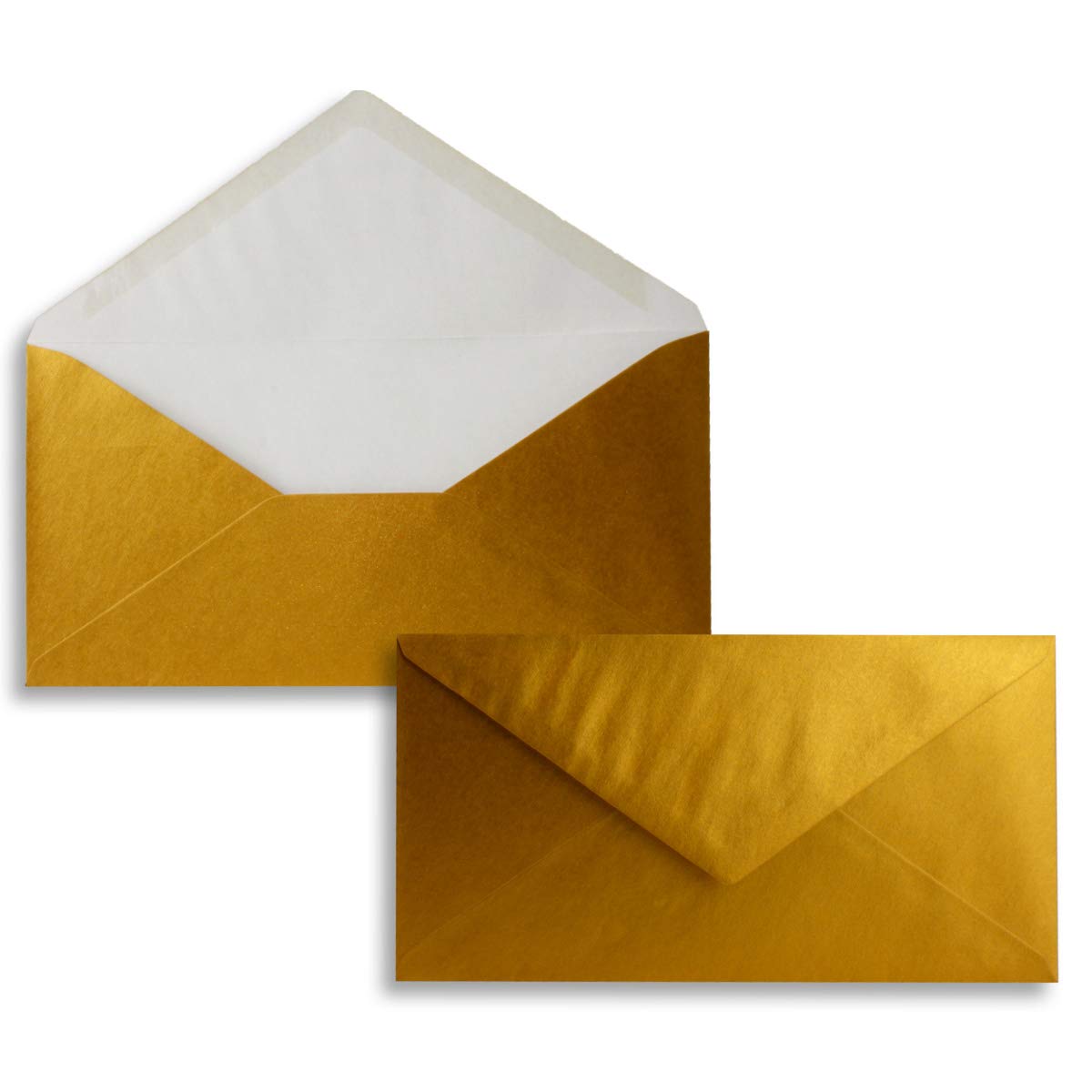 Envelopes DIN Long – Gold Metallic – 110 g/m²; 220 x 110 mm – Very Stable – Nassklebung – Quality Brand: Neuser Colourful dl Gold Metallig