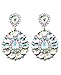 Women's Evening Gala Bridal Prom Wedding Clip On Earrings - Majestic Aurora Borealis Teardrop Gem in Silver-Tone