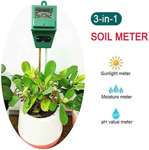 Soil pH Meter 3-in-1 Soil Test Kit For Moisture PH | Light &amp; Moisture, Plant Tester for Home, Farm, Lawn, Indoor &amp; Outdoor (No Battery Needed)