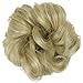 FESHFEN Ribbon Ponytail Hair Extensions Wavy Curly Messy Hair Bun Extensions Scrunchy Scrunchie Hair Bun Updo Hairpiece Donut Hair Chignons Hair Pieces Wig - A17 Pale Golden Blonde & Bleach Blonde