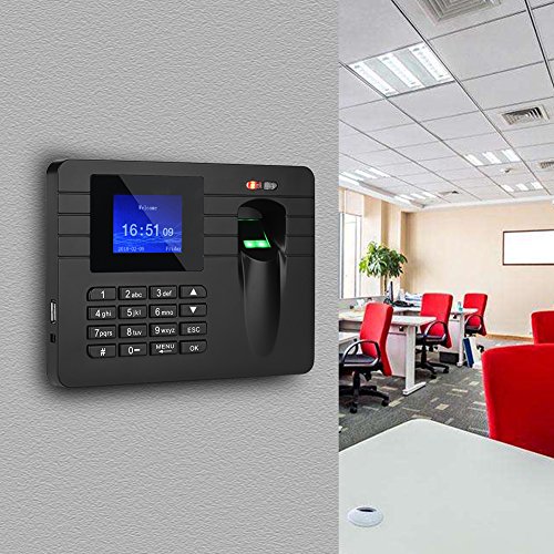 Richer-R 2.4in TFT LCD Screen Fingerprint Time Clock Recorder Employee Attendance Machine 100-240V Suitable for the entrances and exits of office, factory, hotel, school, etc.(Black) - Thumbnail 5