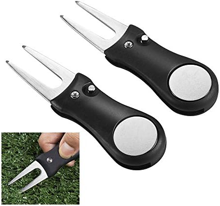 Shuzhu Golf Divot Tool Prongs Portable Green Repair Tool Putting Magnetic Ball Mark Repair Tool Pitch Golfers Kit Equipment Gifts Switchblade