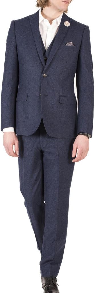 HARRY BROWN Wool Donegal Three Piece Slim Fit Suit in Grey/Blue/Camel 38 to 50