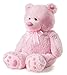 Joon Big Teddy Bear - Fluffy Fur, Ribbon & Bow Signature Footprints- Huggable & Lovable Joy - Ideal Gift for Baby Showers, Loved Ones – Perfect Big Cuddly Plush Toy Companion, 28 Inches, Pink