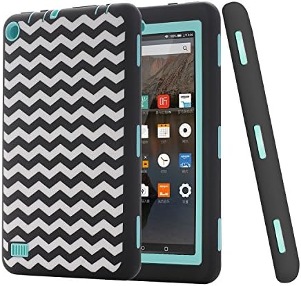 Fire 7 2015 Case, Pandawell Hybrid Heavy Duty Rugged Shockproof Cover for Amazon Fire (5th Generation - 2015 release) 7.0 Inch Tablet - Wave