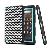 Fire 7 2015 Case, Pandawell Hybrid Heavy Duty Rugged Shockproof Cover for Amazon Fire (5th Generation - 2015 release) 7.0 Inch Tablet - Wave