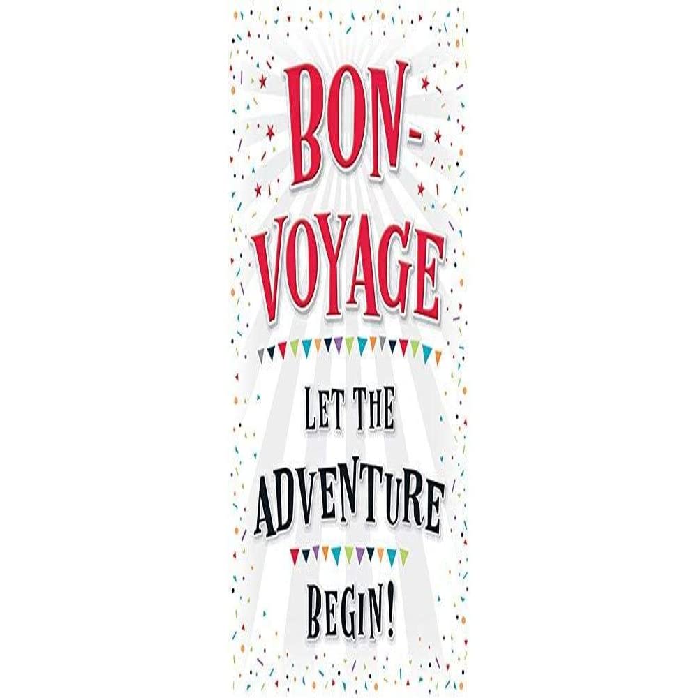 Piccadilly Greetings Modern Bon Voyage Card - 7 x 5 inches, A11851, beige|black|white|red|grey