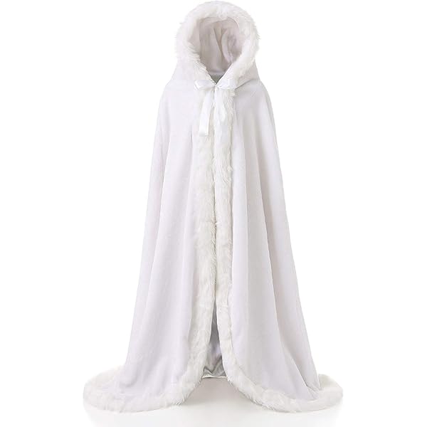 Doragrace Women's Faux Fur Winter Long Wedding Cloak Coat Jacket