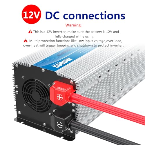 5000Watt Heavy Duty Modified Sine Wave Power Inverter Approved by CETL Converts DC 12volt to AC 120volt with LCD Display 4 AC Sockets with Remote Control for Solar System Truck RV and Emergency