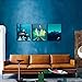 Gardenia Art - Abstract Mountain at Night Canvas Prints, 16x12 inch/Piece, 3 Panels, Framed