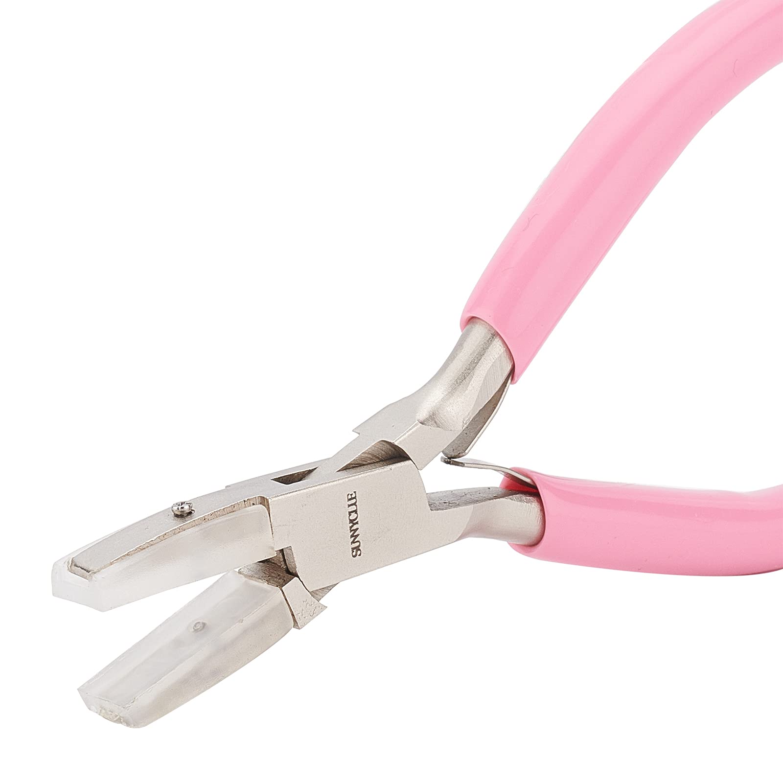 SUNNYCLUE 5.4 Inch Double Nylon Jaw Flat Nose Pliers Mini Precision Pliers Wire Forming Bending Tools for DIY Jewelry Making Hobby Projects Pink