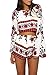 Ayliss Women Chiffon Two Piece Outfit Long Sleeve Backless Bohemian Crop Top and Short Set,S White