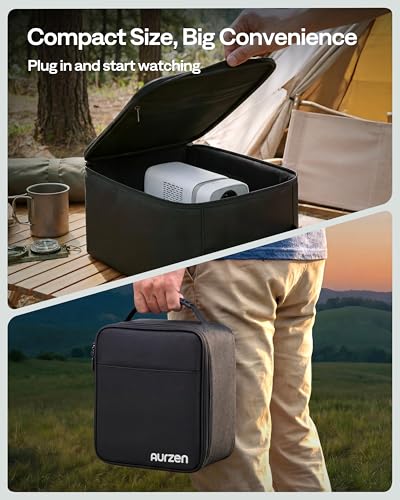 Aurzen D1 air Smart Portable Projector, Built-in Netflix app, Native 1080P HDR10, 4K Supported, USB-C Powered, TOF Auto Focus/Keystone, Dolby Audio, Projector for Bedroom, White