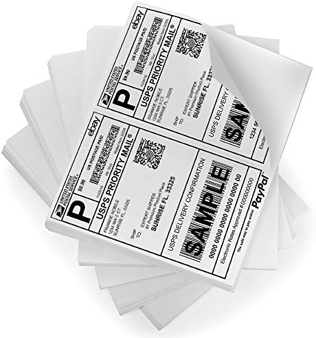 ZiKON Shipping Labels with Self Adhesive, for Laser &amp; Inkjet Printers, 8.5 x 5.5 Inches, White, Pack of 200 Labels
