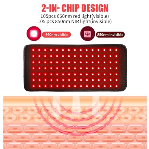Cabpay Red Light Pad for Body-105pcs LED 660nm Red Light and 850nm Near Infrared Light Devices Wearable Wrap,Ideal Gift for Women,Men