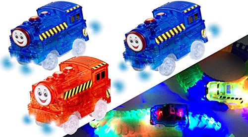 [3-Pack] Light Up Track Replacement Race Cars/Trains Toy | Glow in The Dark Racing Track | w/ 5 LED Lights | Independent & Track Play| Track Accessories Compatible with Most Tracks for Boys & Girls - Thumbnail 6