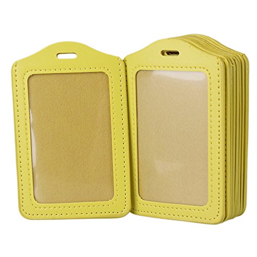 Vertical One Side Clear Window ID Card Name Tag Badge Holder Pack of 10 (Yellow )