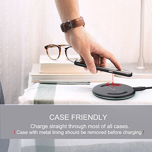 Yootech Wireless Charger, 7.5W Wireless Charging for iPhone X 8/8 Plus, 10W Fast Wireless Charging for Samsung Galaxy S8/Note 8/5/S7, 5W for Galaxy S9/S9 Plus and All Qi enabled Phones(No AC Adapter)