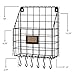 Wall35 Multipurpose Mail Organizer Wire Basket Wall Mounted with S Hooks Magazine Holder Coat Rack Foyer Storage with Key Hooks for Kitchen Entryway and Garage Black