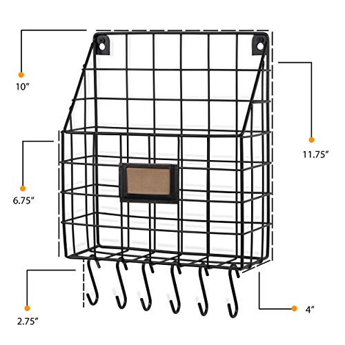 Wall35 Multipurpose Mail Organizer Wire Basket Wall Mounted with S
