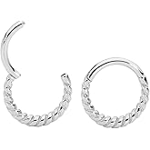 365 Sleepers 316L Surgical Steel Hypoallergenic 16G Twist Septum Jewelry Hinged Segment Ring Body Piercing Hoop Lip Rings Helix Cartilage Rook Sleeper Earrings 8mm – 10mm