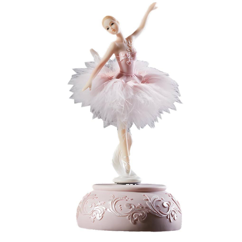 Photo 1 of Briskfeel Enchanting Ballerina Music Box Ballerina Rotates with Mechanical Movement - Swan Lake Melody, Feathered Tutu Musical Box for Elegant Home Decor and Gift (6# Ballet Pink)
