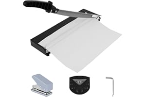 Guillotine Paper Cutter 12 inch Precision A4 Paper Cutter with Corner Rounder and Hole Punch 8-10 Sheet Capacity for Cutting 