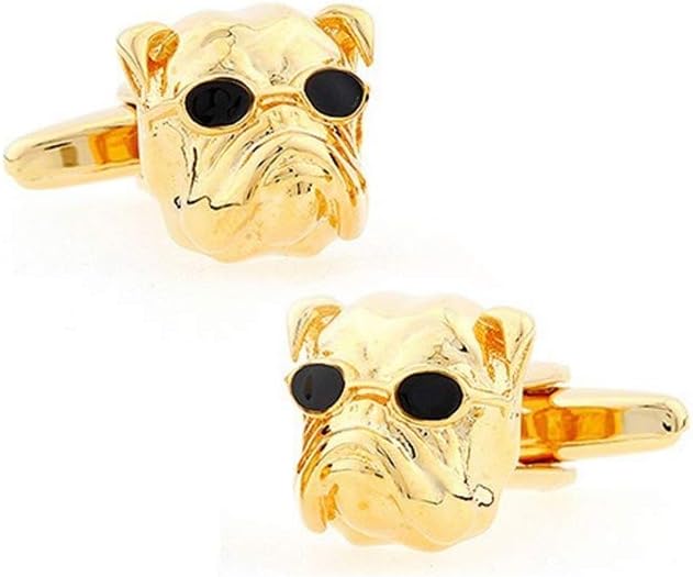 YYXXX Cufflinks,Gold Cufflinks Animal Plating Men's Fashion Simple, Bulldog