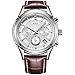 BUREI Men's Sports Chronograph Watch Stainless Steel Analog Quartz Stopwatchwith Brown Leather