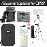 Essential Accessories Bundle Kit For Canon PowerShot ELPH 330 HS, ELPH 100 HS , ELPH 300 HS, ELPH 310 HS Digital Camera Includes 50 Inch Tripod + Extended (900 maH) Replacement Canon NB-4L Battery + AC/DC Charger + Hard Case + Screen Protectors + More