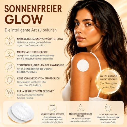 Pack of 30 Sun Free Glow Patch, Sreless Tanning Nano Microneedle Patch, Self-Tanning Sticker, Activates the Body's Own Melanin Production for Even and Long-Lasting Complexion (3 Box)