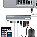 WAVLINK 7 Ports USB Type C Hub Aluminum Design with 5V/4A Supply Adapter Multi-Function USB Dock Hot Swapping Support for Mac Ultra-Slim Desktop- Gray