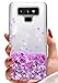 Galaxy Note 9 Case SunStory Luxury Fashion Design with Moving Shiny Quicksand Glitter and Double Protection with PC Layer and TPU Bumper Case for Samsung Galaxy Note 9 Phone (Purple)