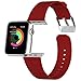 JETech Replacement Band for Apple Watch 38mm Series 1 2 3 with Leather Strap and Metal Clasp (Red)