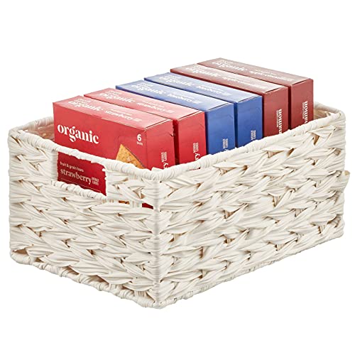 mDesign Woven Farmhouse Kitchen Pantry Food Storage Organizer Basket