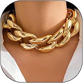 GIGB PBDK Chunky Chain Necklace for Women Thick Cuban Statement Choker Necklace Punk Exaggerated Clavicle Necklace Simple Hip Hop Party Accessories