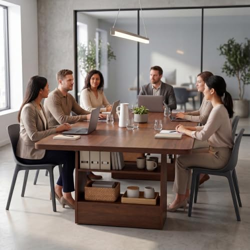 Simple Wisdom 160×80CM Comedor,Grande Mesa Comedor,Comedores Modernos,Estilo Industrial Mesa de Comedor,Patas de Alta Resistencia,para 6-8 Personas.(Nuez)