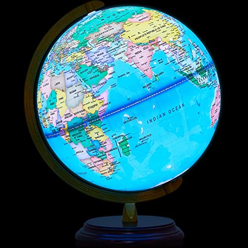 Photo 1 of Amylove 13'' Illuminated World Globe with Stand 720°/360° Rotation Rewritable Light up Globe for Kid World Map for Interactive Learning Globe Light with Base Globe Lamp LED Decor(Practical)