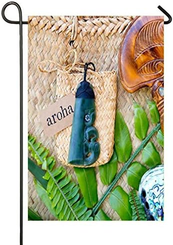 AnleyGardeflagsU Nz Maori Theme - Toki Tiki Pounamu Greenstone and Patu Garden Flags Let You Celebrate Every Season (Spring Celebration).